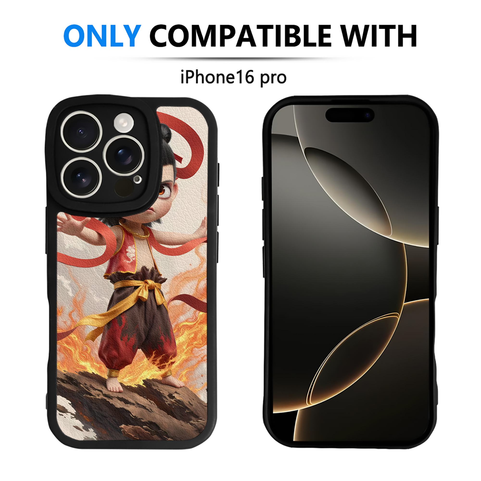 （画像用） Ne Zha 2 ナタ 魔童の大暴れ 【iPhone 16シリーズ対応】シリコンスマホケース（レザー調） 材質：シリコン